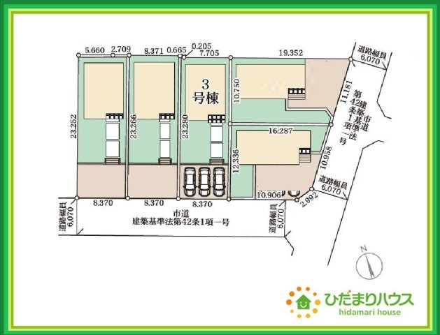 いわき市錦町江栗1丁目第2　新築戸建　3号棟の区画図|たっぷりの陽光と心地よい風が舞い込む住まい♪