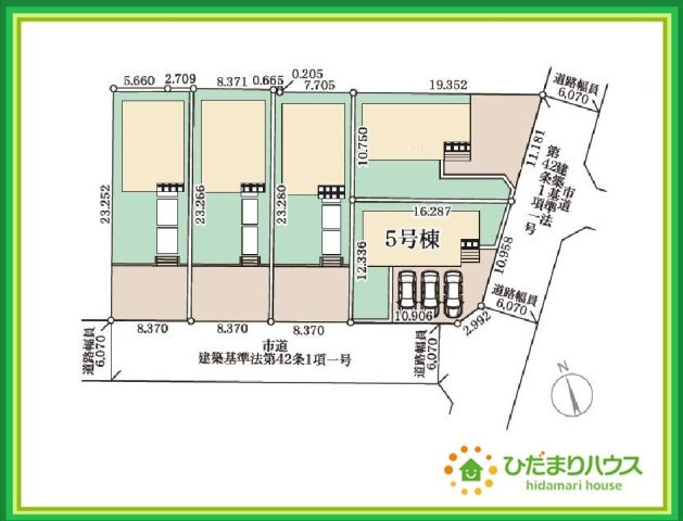 いわき市錦町江栗1丁目第2　新築戸建　5号棟の区画図|角地につき日当たり・風通し良好です☆