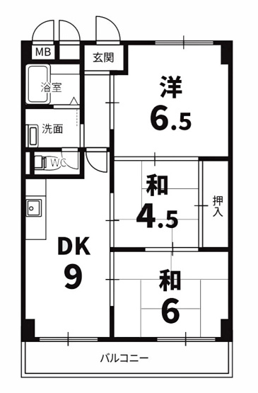 【間取り】 | 向陽グランドハイツ | 専有面積56.70㎡