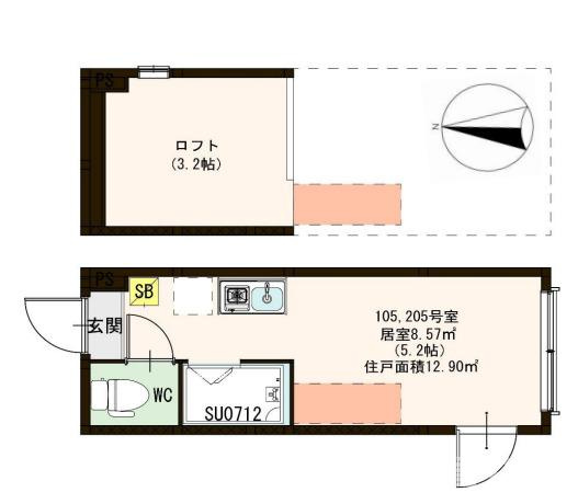 板橋区氷川町のアパートの間取り