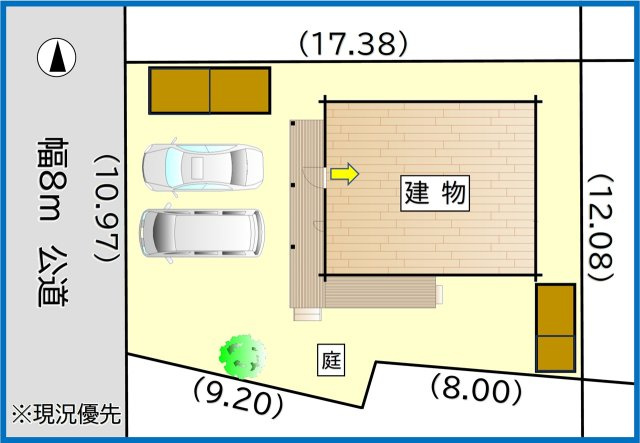 手稲区星置１-7 ログハウス一戸建の区画図|駐車２台可・物置２か所あり♪