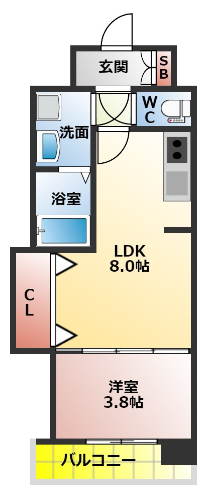 シェリロ香里園の間取り|１ＬＤＫの間取り