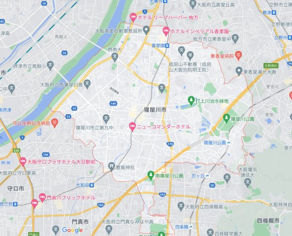 シェリロ香里園の地図|寝屋川市全域地図