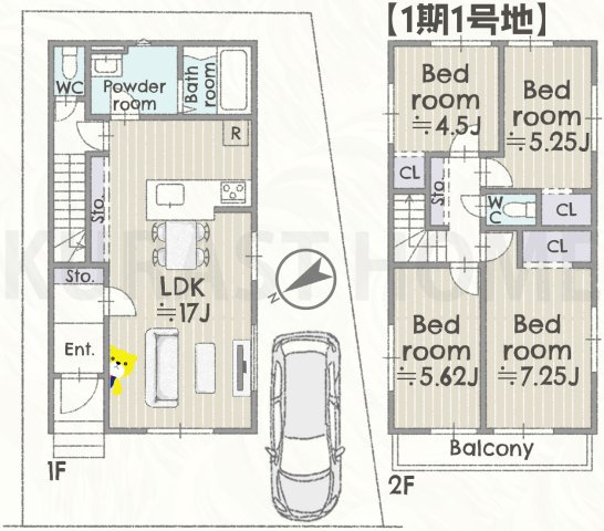 向日市上植野町野添　新築戸建の間取り