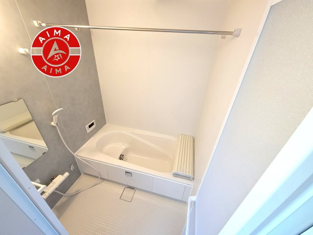 糟屋郡志免町南里3丁目第1-1棟（1号棟）の浴室|1日の疲れを癒してくれる広々バスルーム。雨の日のお洗濯にも大活躍な浴室乾燥機付です！