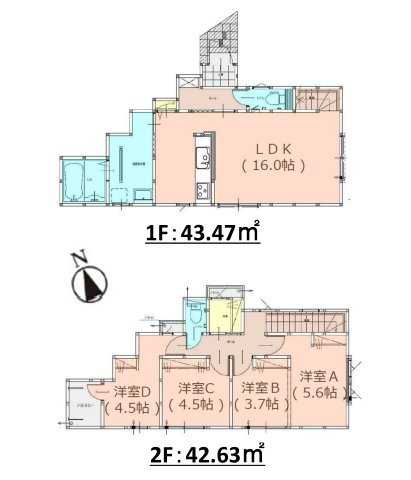 糟屋郡志免町南里3丁目第1-1棟（1号棟）の間取り|全居室収納付きで便利です。
