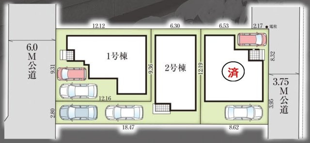 松戸市松飛台新築戸建【松飛台第二小学校:4分】の区画図|区画配置図