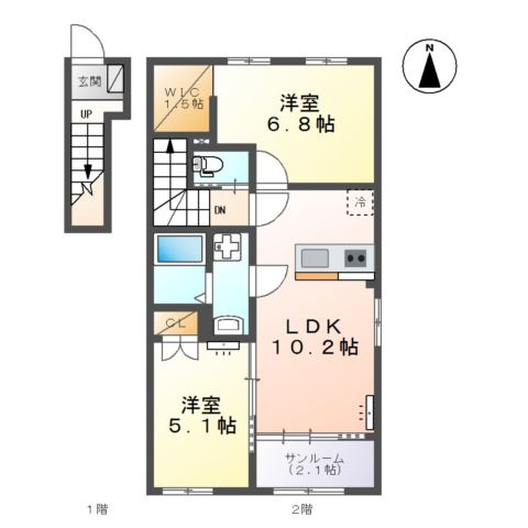 富山市向新庄町７丁目新築アパートの間取り