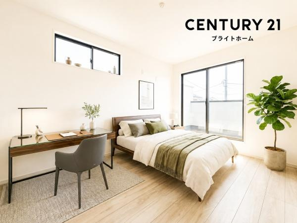 横浜市泉区和泉中央南４丁目の新築一戸建の洋室|二面採光の明るい洋室♪
休日はこちらでおくつろぎ下さい♪
※家具等はＣＧでの参考レイアウトです。