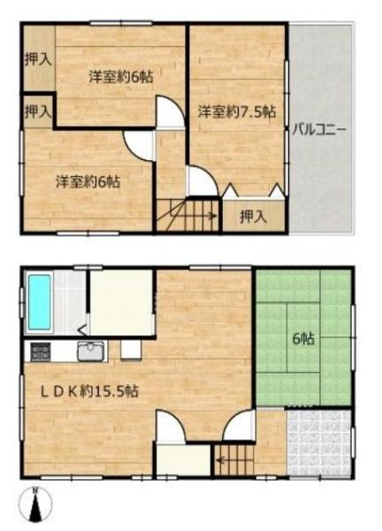 天理市平等坊町　一戸建の間取り