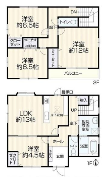 北葛城郡王寺町畠田５丁目　一戸建の間取り|■建物１１８．００平米・４ＬＤＫの間取り！大容量の収納など、ご家族のお住まいにピッタリです！