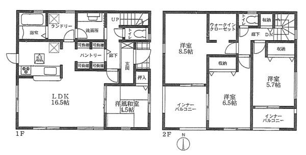 リーブルガーデン三吉赤部 １号棟 ／新築一戸建の間取り