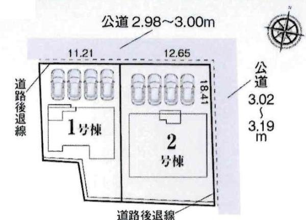 西尾第85吉良町　全2棟・1号棟の区画図|1号棟です。