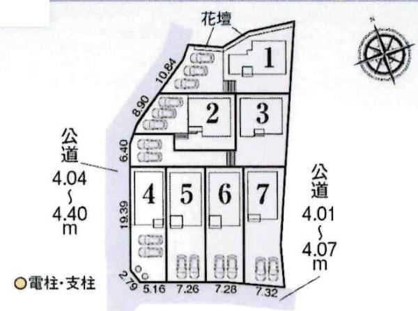 碧南市神有町1丁目　全7棟・6号棟の区画図|6号棟です。