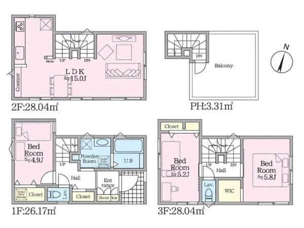 横浜市西区中央２丁目の新築一戸建の間取り