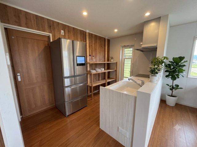 中山町戸建てのキッチン|家具のの配置イメージです。