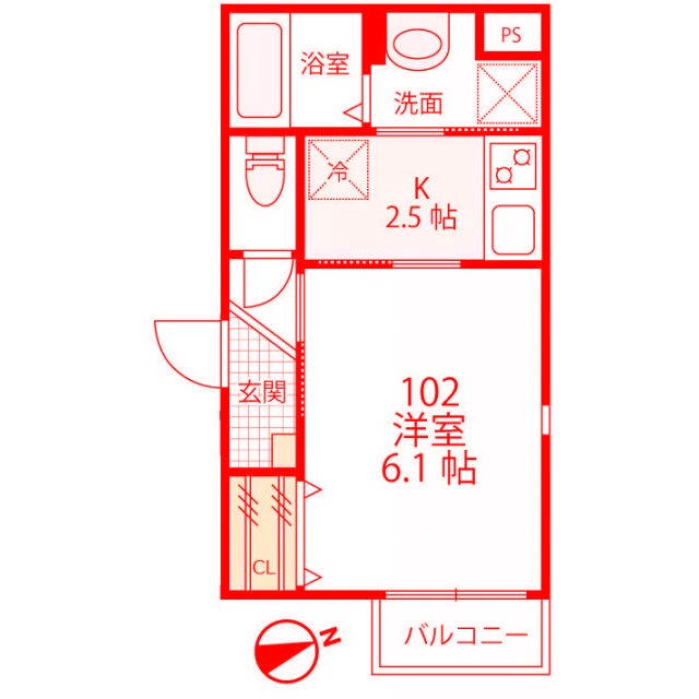 鎌倉市大船３丁目のアパートの間取り|使いやすい間取りです♪