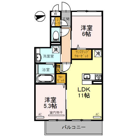 グロリアハイツはびきのB棟の間取り