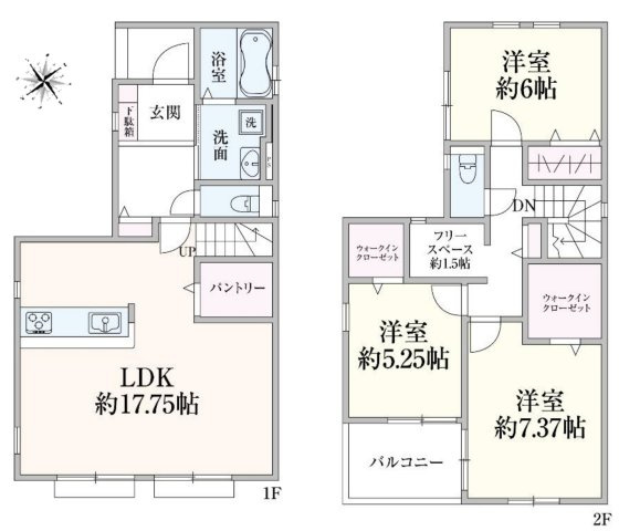 【間取り】 | 鶴ヶ島市鶴ヶ丘　新築戸建　全1棟　1号棟