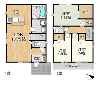 【間取り】 | 田上台3丁目戸建て　第6-1号棟
