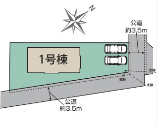鴻巣市吹上本町2丁目　新築一戸建て　ブルーミングガーデン　01の区画図|1号棟