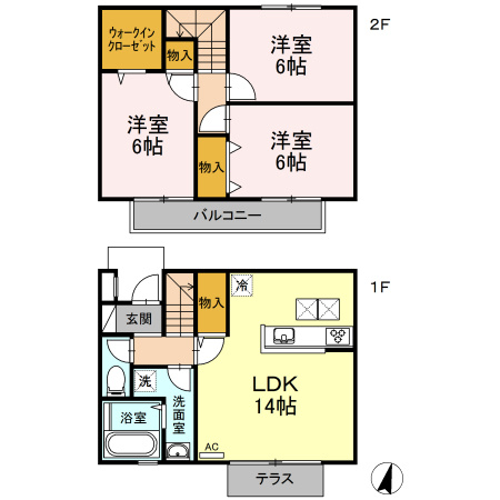 アビタ　東南西 館E-Cの間取り