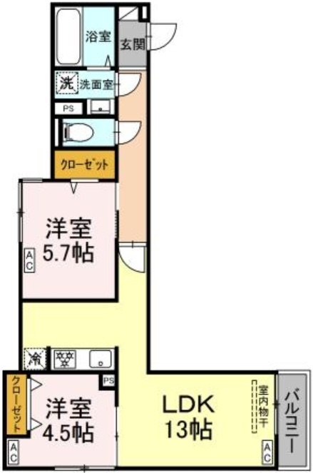 セレスティア南田中の間取り