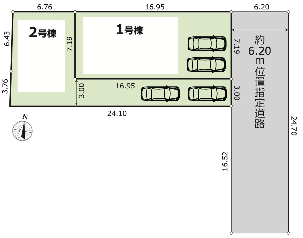 【仲介手数料無料】所沢市北中１０期全２棟２号棟　所沢の不動産なら西武ハウジングの区画図