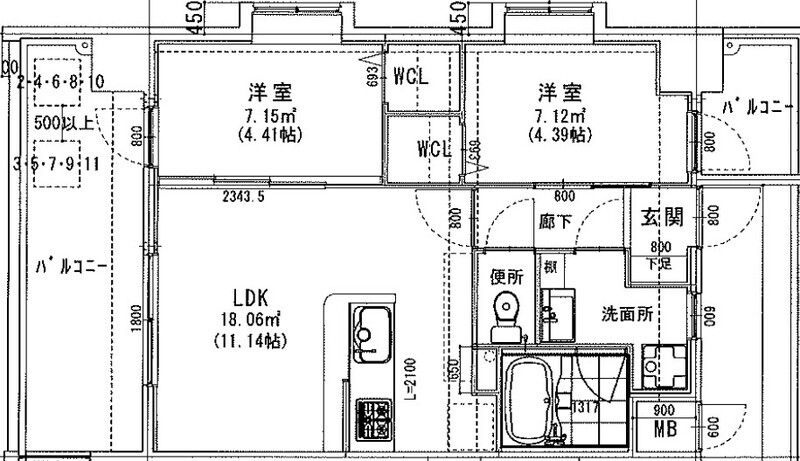 ラシュール・イン大橋Ⅱの間取り