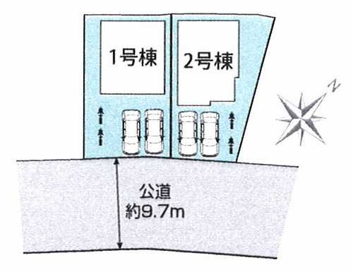 相模原市南区若松3丁目　新築戸建全2棟　1号棟の区画図