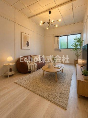大阪府寝屋川市黒原旭町 戸建ての居間・リビング|AI生成画像