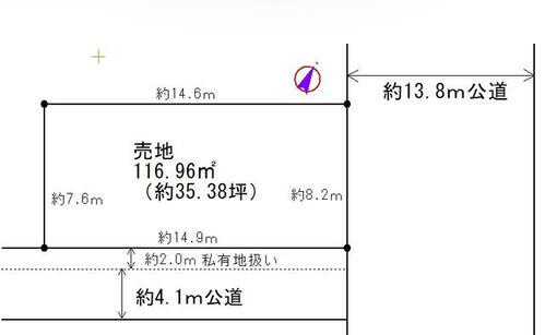 野田市中根　売地　35坪の土地図