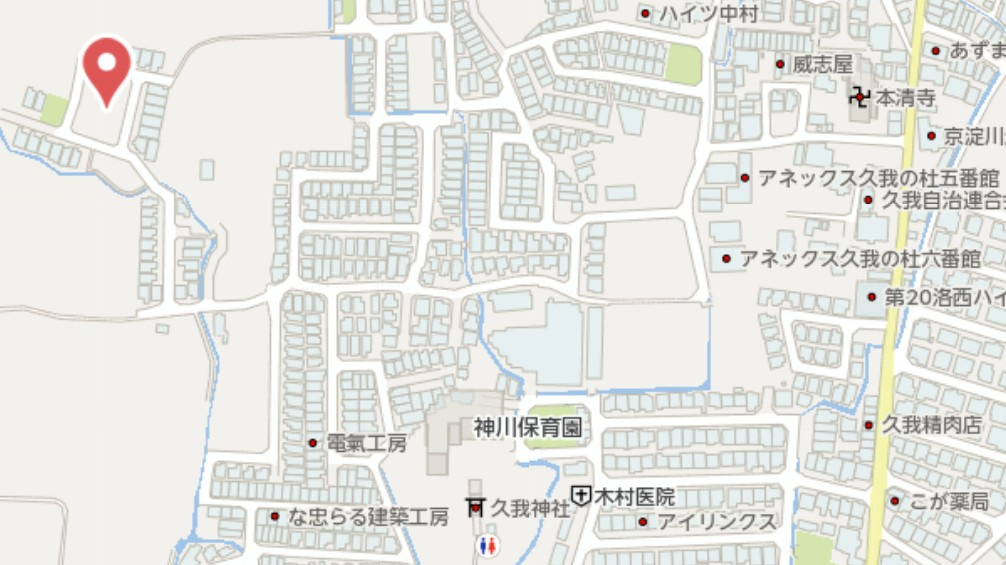 京都市伏見区久我御旅町　新築戸建の地図
