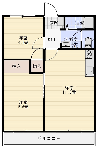 【間取り】 | 2LDKなので、お二人暮らしも可能です♪