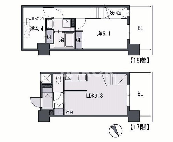 福岡市中央区渡辺通５丁目の賃貸マンションの間取り
