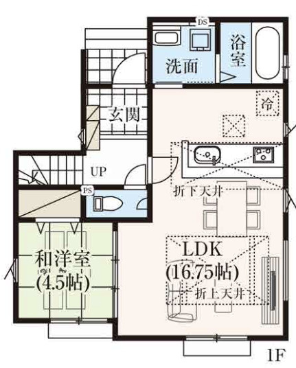【仲介手数料無料】入間市鍵山８期全２棟１号棟　入間市の不動産なら西武ハウジングの間取り