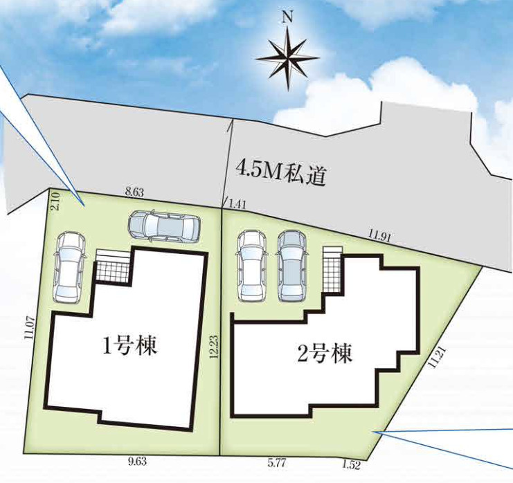 【仲介手数料無料】入間市鍵山８期全２棟１号棟　入間市の不動産なら西武ハウジングの区画図