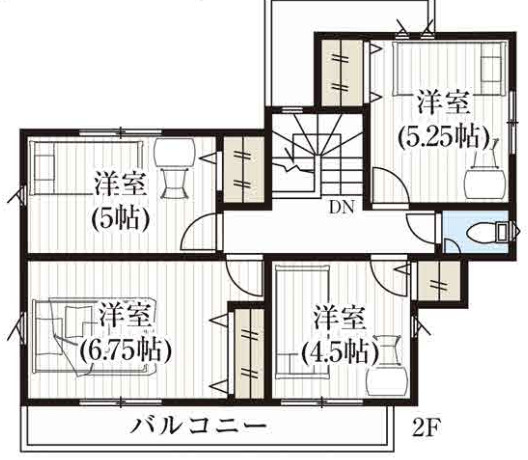 【仲介手数料無料】入間市鍵山８期全２棟２号棟　入間市の不動産なら西武ハウジングの間取り
