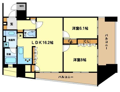 リーガル江戸堀ウエストパークの間取り|リーガル江戸堀ウエストパーク　開放感のある間取り