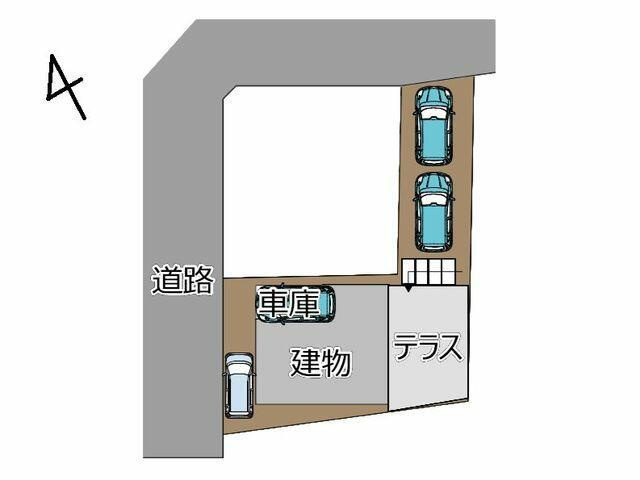 八代市横手本町の中古一戸建の区画図|二方向に接道しているので、お車を複数所有している方は安心です。
