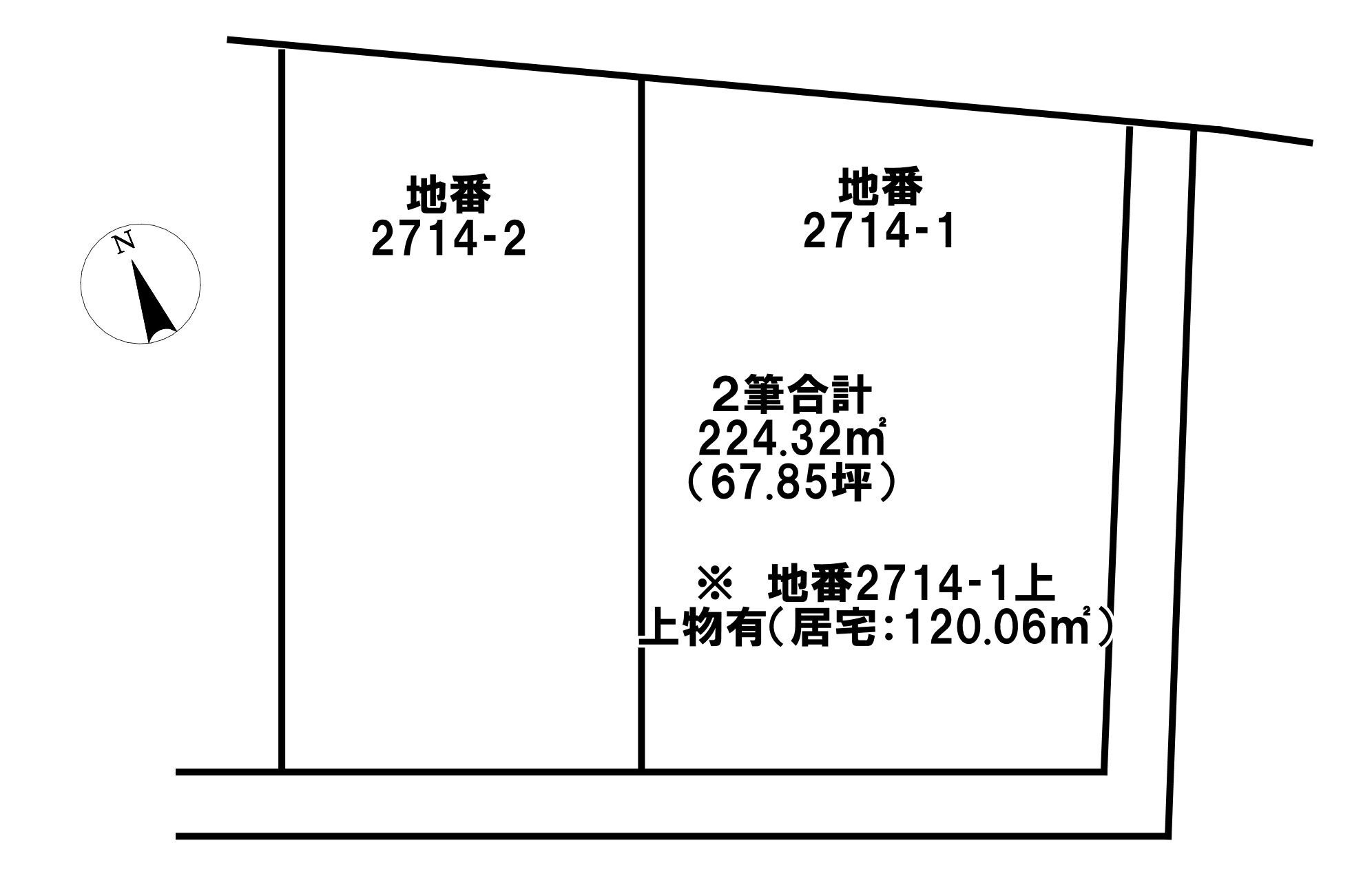 宇都宮市南高砂町2714-1、-2の土地図