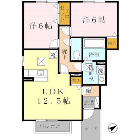 グランモア航　B棟の間取り