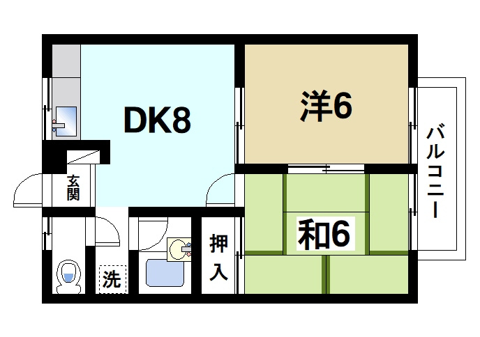 プラスパー豊井Ⅰの間取り|2LDKの間取り
