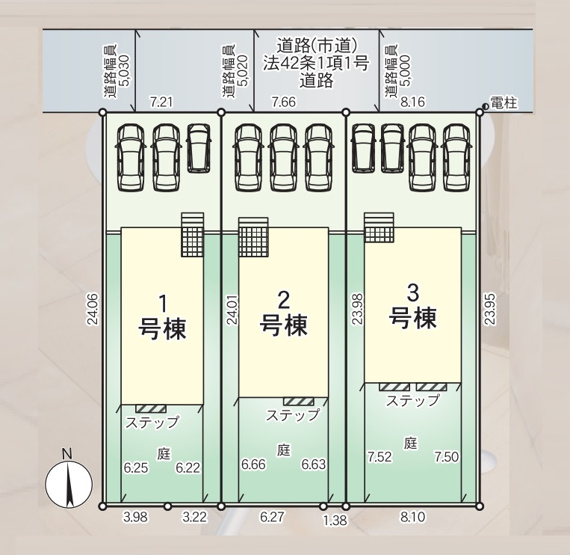 【区画図】 | 福岡市東区大岳1丁目第22　1号棟（全3棟）【仲介手数料無料・0円】 | 区画図です。1号棟