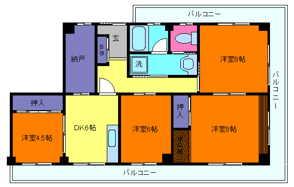 桑畑高徳マンションの間取り