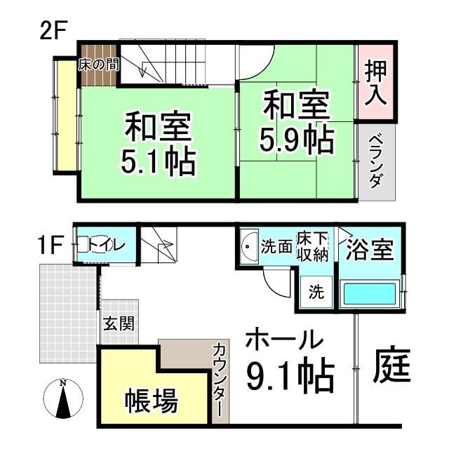 西院西平町ゲストハウスの間取り