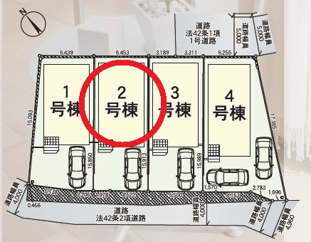 豊田市新町第2　新築分譲住宅　全4棟　2号棟の区画図