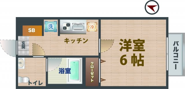 【間取り】 | South Garden | 1Kのお部屋です。