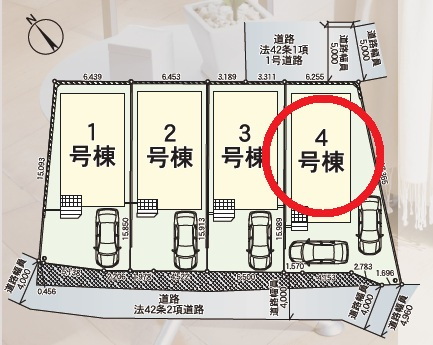 豊田市新町第2　新築分譲住宅　全4棟　4号棟の区画図