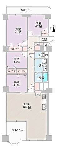 星ヶ丘アイリス南棟の間取り